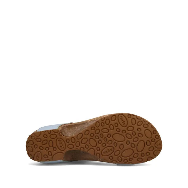 Sole of Women's Taos Loop Sandal in Light Blue Leather upper