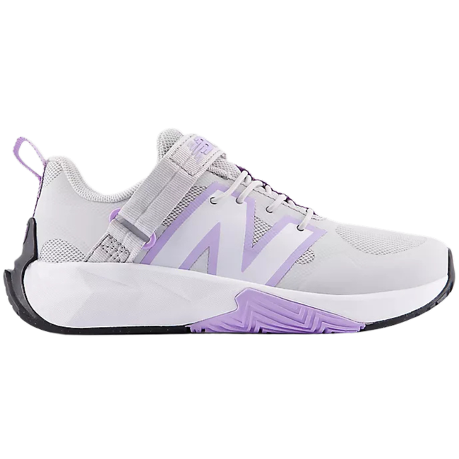 Side of New Balance Kids' FuelCell Play Bungee with Top Strap in Lilac Glo