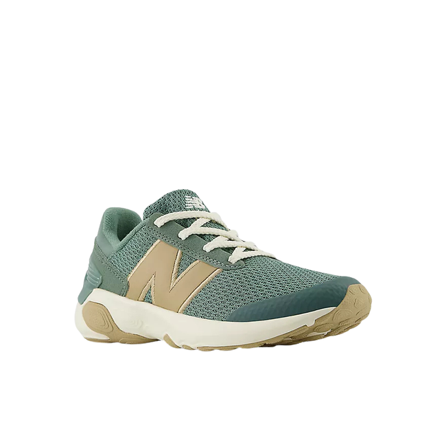 Angled side of New Balance Kids&#39;Fresh Foam 1440 V1 Juniper Green