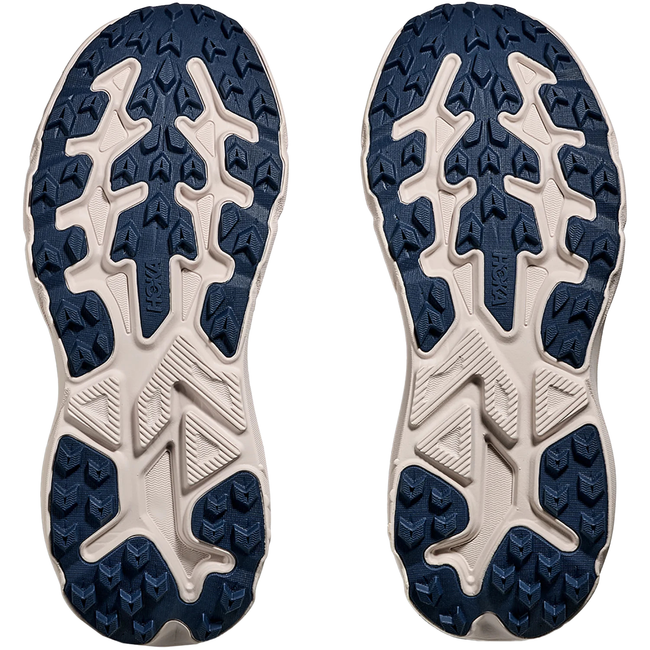 Soles of Hoka Men's Challenger 8 Trail Running Shoe in Midnight Blue
