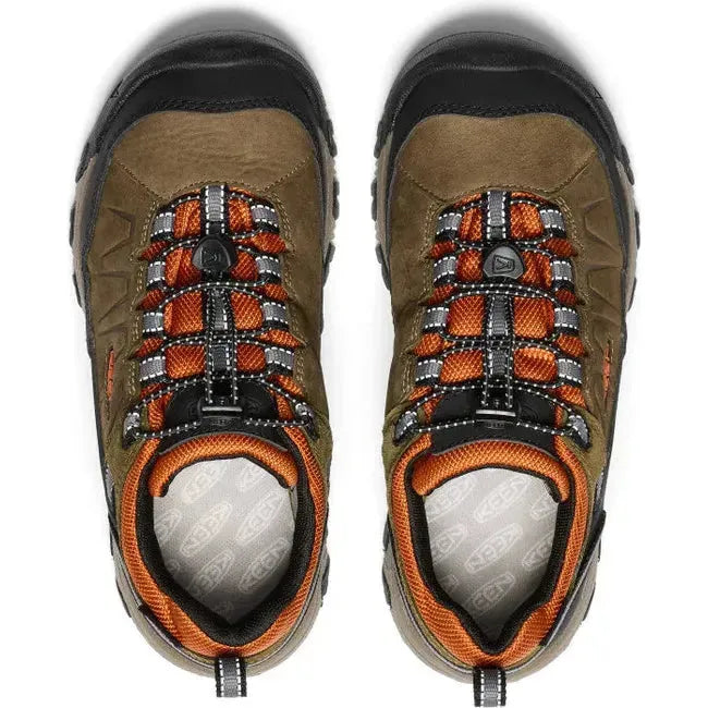 Keen Big Kids' Targhee IV Waterproof Hiking Shoe Dark Olive/Gold Flame 1029563