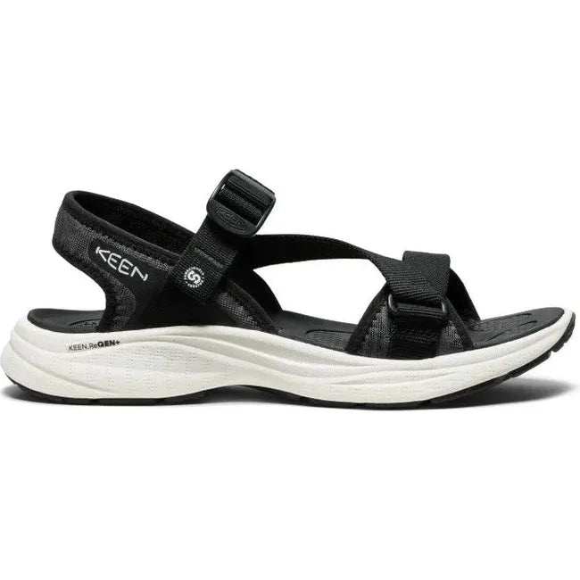 Lateral side of Women's Keen Leiki Sandal in black star white colorway