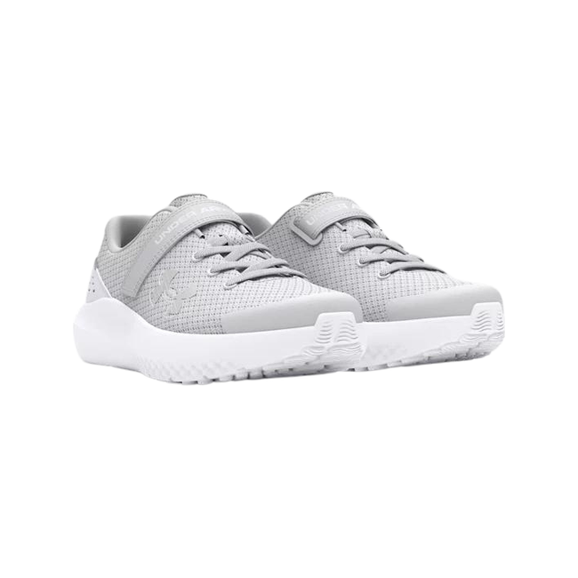 Under Armour Kids' Surge 4 AC Running Shoes HALO GRAY/WHITE/IRIDESCENT 3027109-100