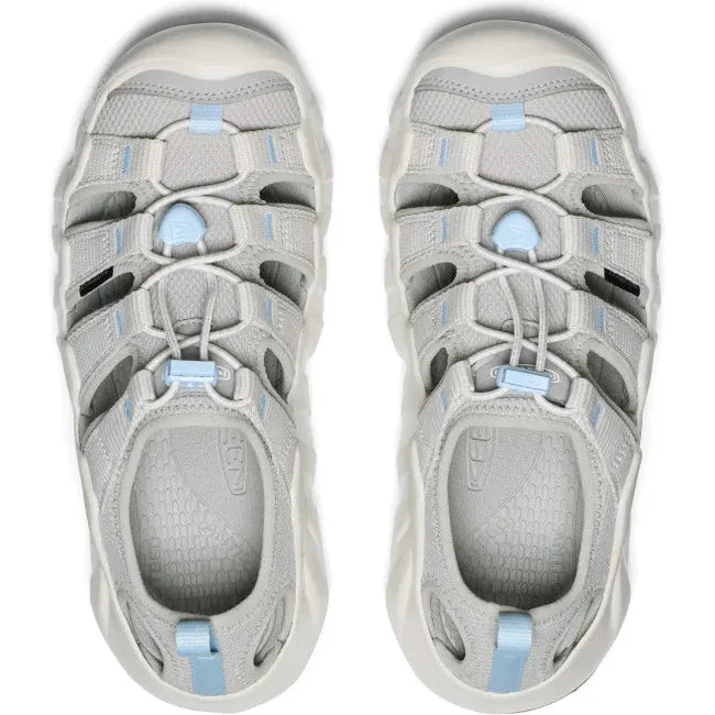 Top down view of Women's KEEN Hyperport H2 closed toe sandals in alloy gray