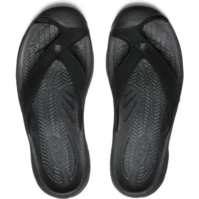 Keen Women&#39;s Waimea Leather Flip Flop Black/Black 1029134