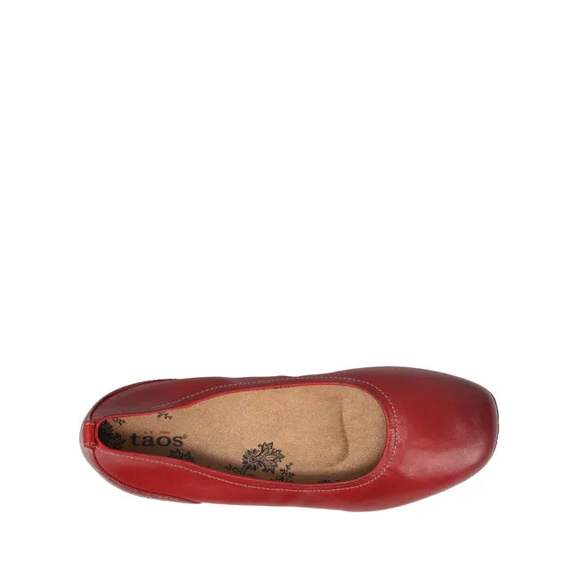 Upper of Women&#39;s Taos Chit Chat Flat in Red leather