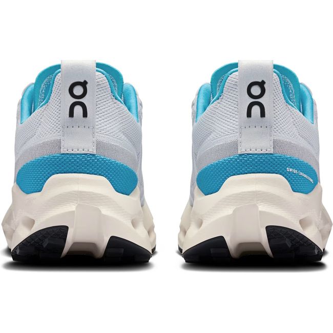 Heels of Women's On Running Cloudsurfer Trail Running Shoes in Arctic blue and Ivory