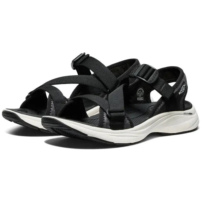 Pair of Women's Keen Leiki Sandals in black star white colorway