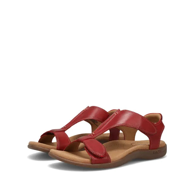 Pair of Women's Taos The Show Sandals in red leather with velcro straps