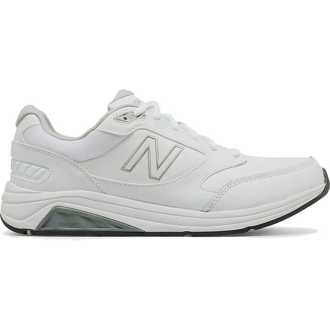 Lateral side of New Balance 928 Men's Stability Walking Shoe with Rollbar in White leather