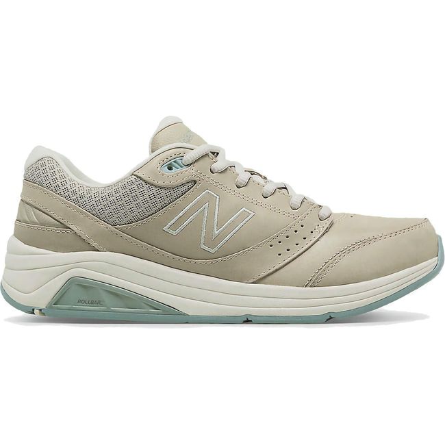 Lateral of New Balance 928 Women's Stability Walking Shoe with Rollbar in Beige leather