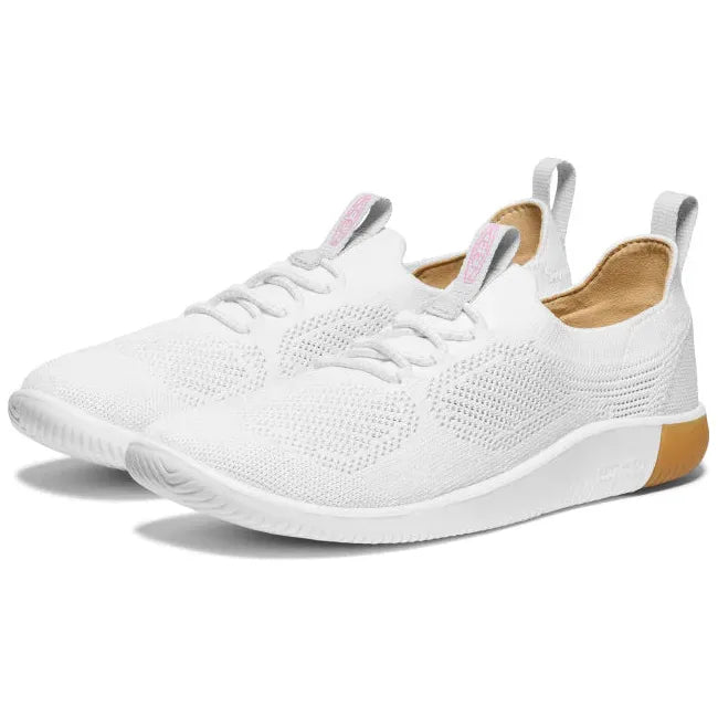 Pair of Women&#39;s Keen KNX Knit Sneakers in Star White Moonlite Mauve colorway