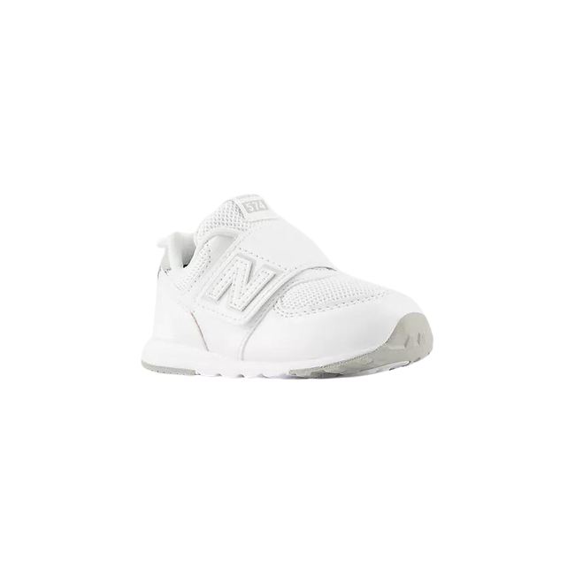 New Balance Kids' 574 NEW-B Lifestyle Shoe White/Silveer Metallic NW5742BE