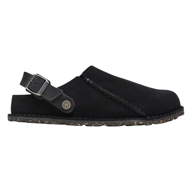 Side of Birkenstock Unisex Lutry Suede Clog in Black
