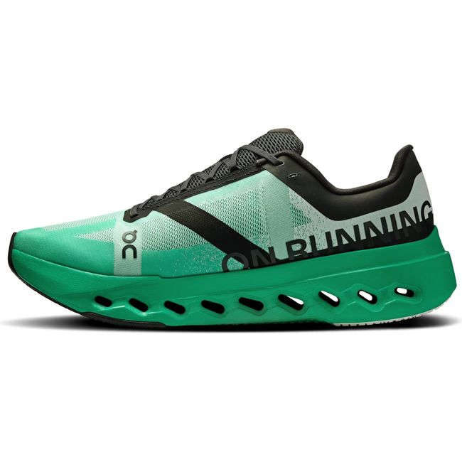 Medial side of Men's On Running Cloudsurfer Next Running Shoe in Mint Green and Black