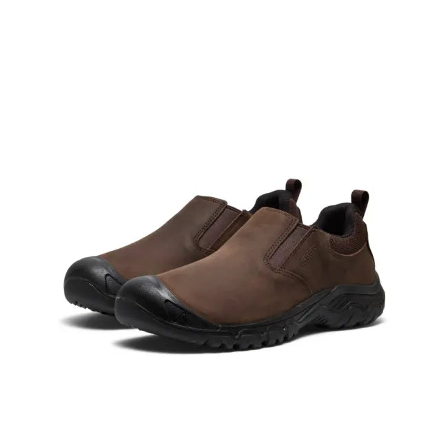 Pair of Men’s KEEN Targhee IV Slip-On Shoes in dark brown leather