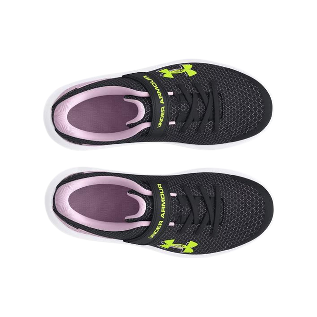 Under Armour Kid's Surge 4 AC Running Shoes BLACK/PURPLE ACE/HIGH VIS YELLOW 3027109-001