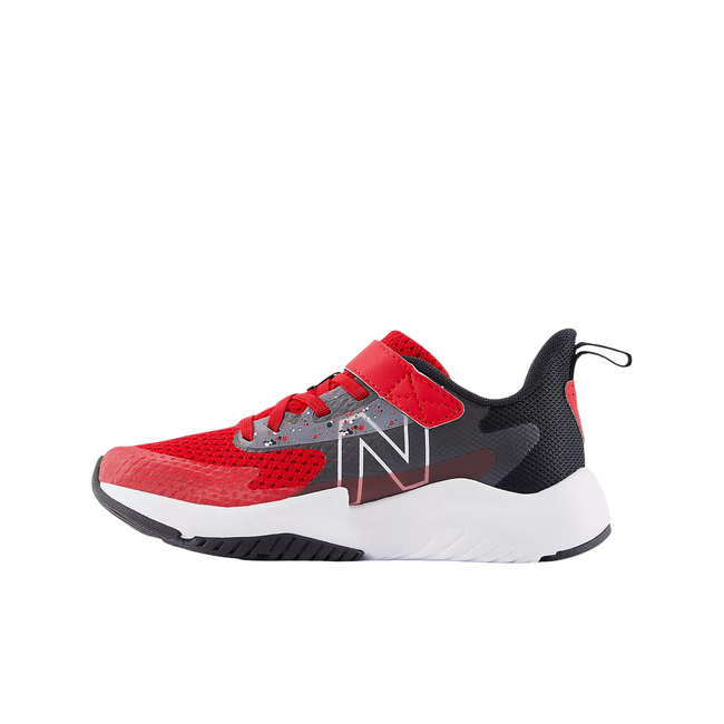 Medial side of New Balance Kids' Rave Run V2 Velcro Running Shoe (Toddler/Little Kid) in Team Red