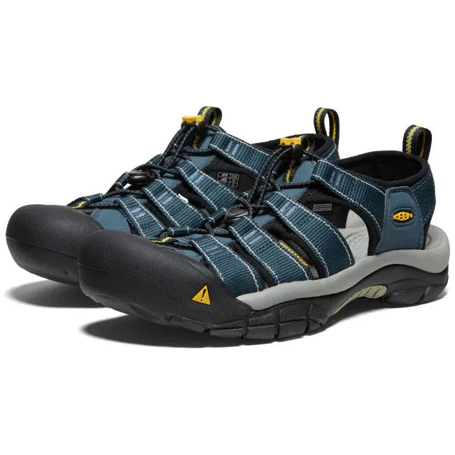 Pair of KEEN Men's Newport H2 Closed Toe Sandal in Navy and Medium Grey