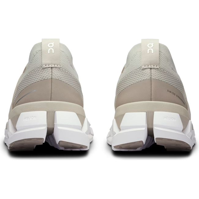 Heels of Women's On Running Cloudswift 3 Running Shoes in Pearl Fog Beige with sock-like upper