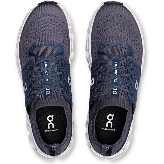 Top down view of Men's On Running Cloudswift 4 Running Shoes in Navy Ink blue mesh