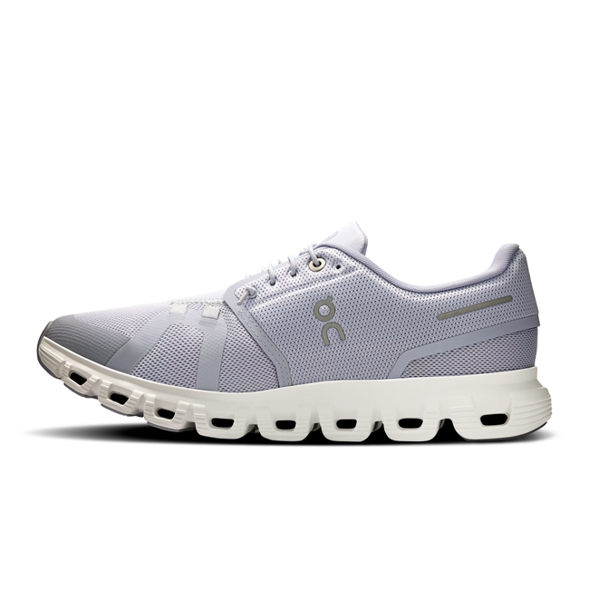 Medial side of On Running Women's Cloud 6 Running Shoe in Nimbus White