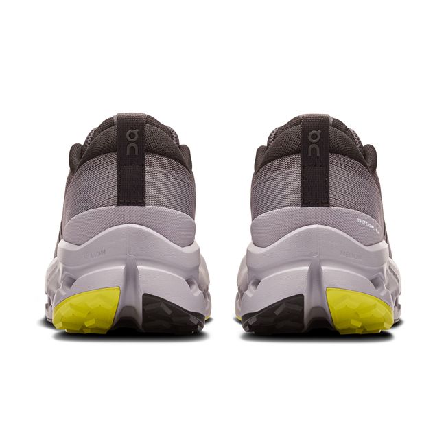 Heels of Women's On Running Cloudsurfer Trail 2 Trail Running Shoes in Iron grey, Lilac purple