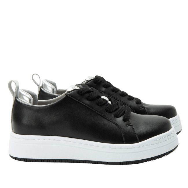 Sides of of Alegria Women's Adysen Shoes in Black Leather