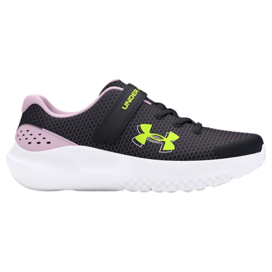 Under Armour Kid's Surge 4 AC Running Shoes BLACK/PURPLE ACE/HIGH VIS YELLOW 3027109-001