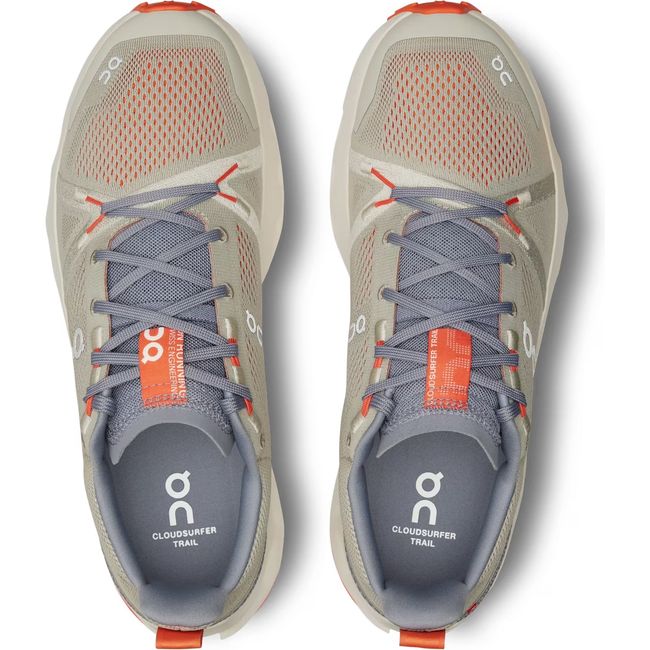 Top down view of Men's On Running Cloudsurfer Trail Running Shoes in Fossil Ivory
