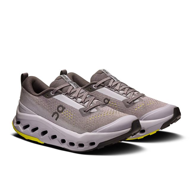 Pair of Women's On Running Cloudsurfer Trail 2 Trail Running Shoes in Iron grey, Lilac purple