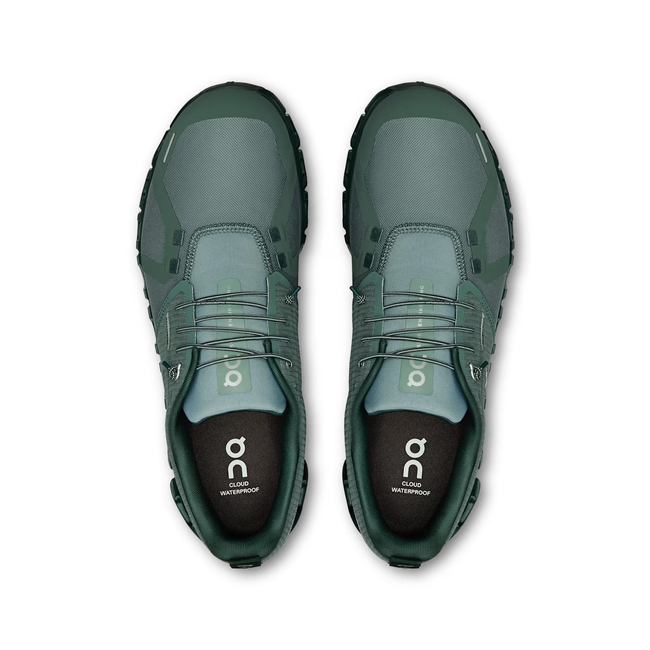 Tops of On Running Men's Cloud 6 Waterproof Running Shoes in Olive Evergreen