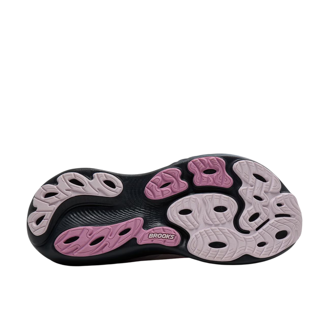 Black sole of Brooks Women's Adrenaline GTS 25 Running Shoe in Mauve Pink
