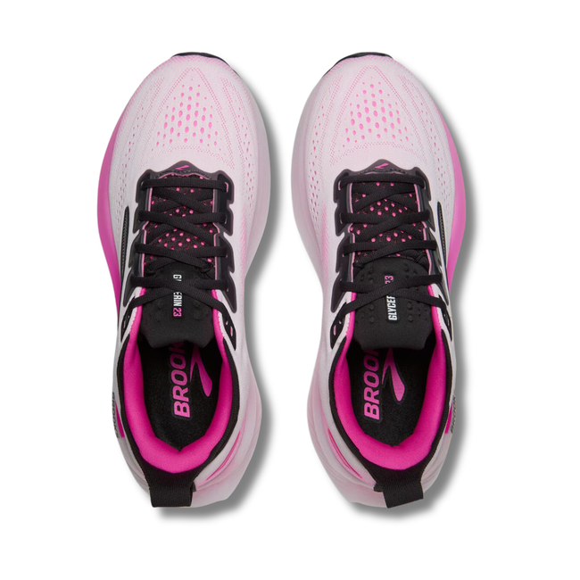 Tops of Brooks Women's Glycerin 23 Running Shoe in Cyber Pink