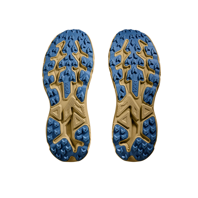 Soles of Hoka Men's Challenger 8 Trail Running Shoe in Maple Cardamom 