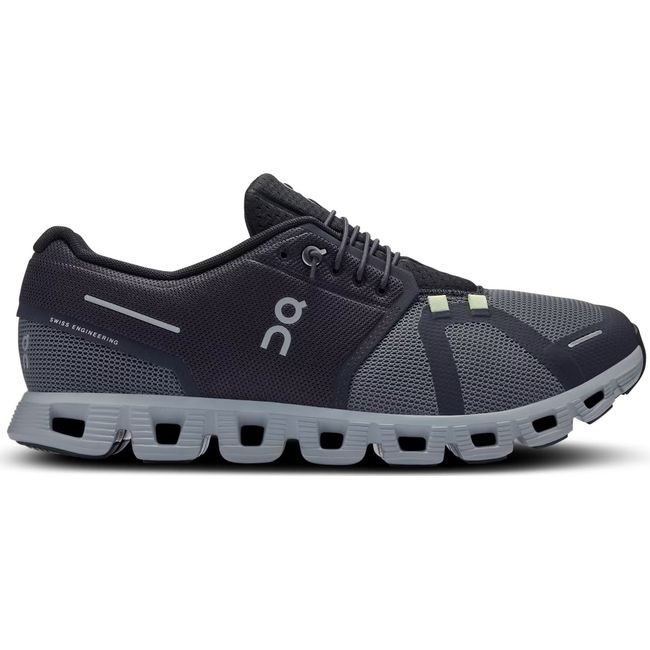 Lateral side of Men&#39;s On Running Cloud 5 Push Running Shoe in Rock Black with slip on lacing