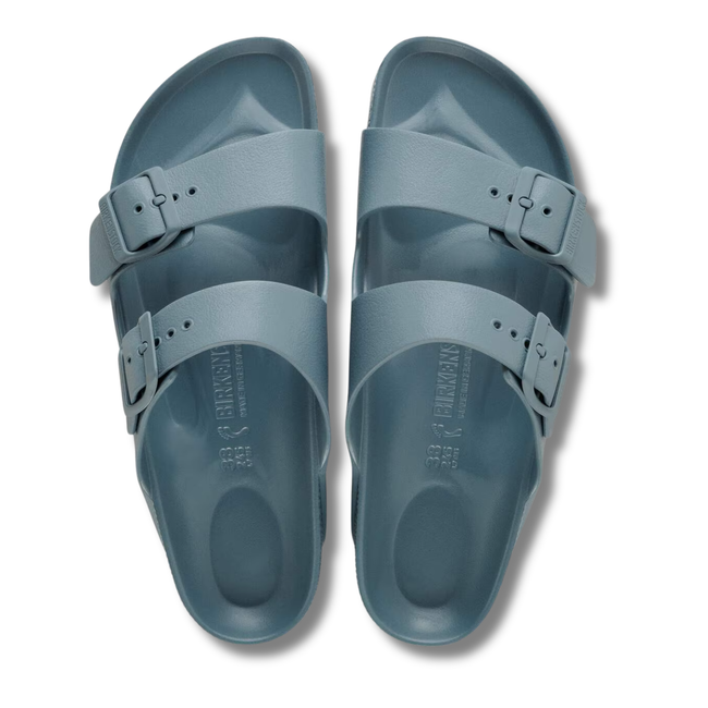 Top of paired Birkenstock Unisex Arizona EVA Sandal in Basalt Grey