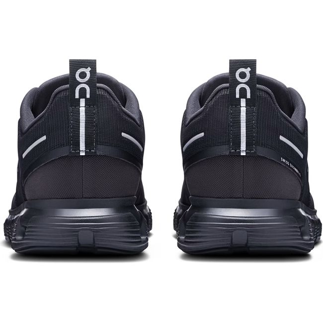 Heels of Men's On Running Cloud 6 Waterproof Running Shoes in all black with slip on lacing