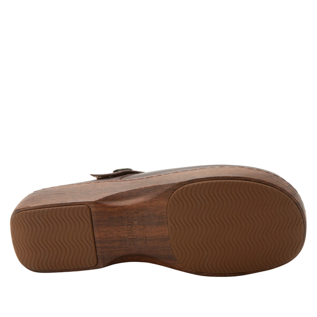 Sole of Alegria Women's Onika Mary Jane Shoes in Coffee Bean Brown