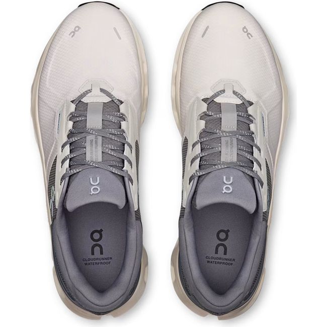 Top down view of On Running Men's Cloudrunner 2 Waterproof Running Shoes in wolf gray
