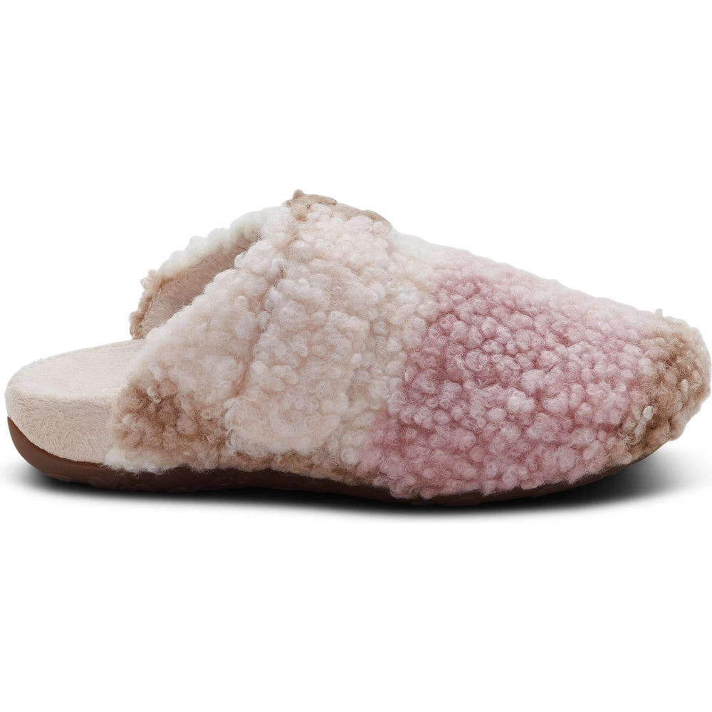 Lateral side of Women's Aetrex Mia Slipper in Pink Plaid