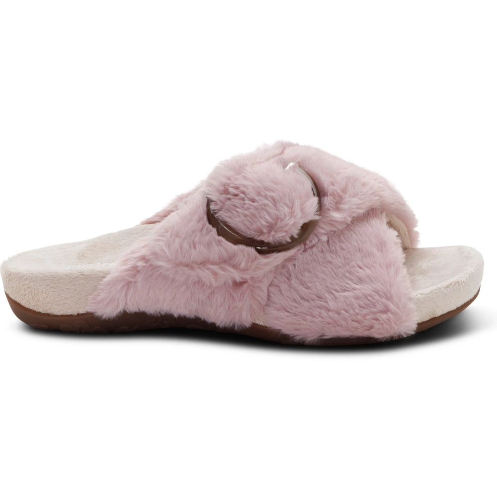 Lateral side of Women's Aetrex Macy Slipper in Pink