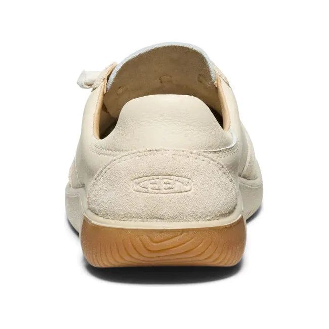 Heel of Men's slip on KEEN KNX T-Toe Sneaker in Birch Plaza Taupe