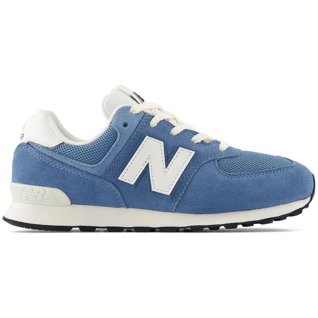 New Balance Kids' 574 Lace in heron blue and seafoam, 3/4 lateral view
