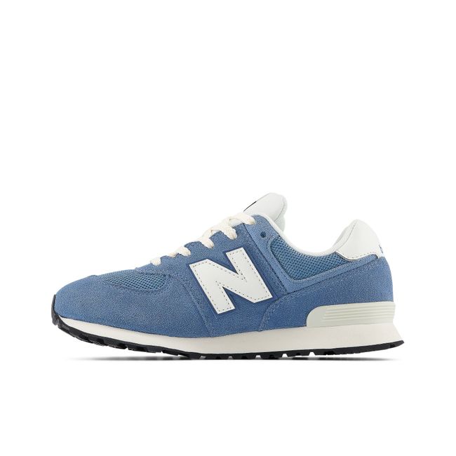 Medial profile of New Balance Kids' 574 Lace in heron blue and seafoam