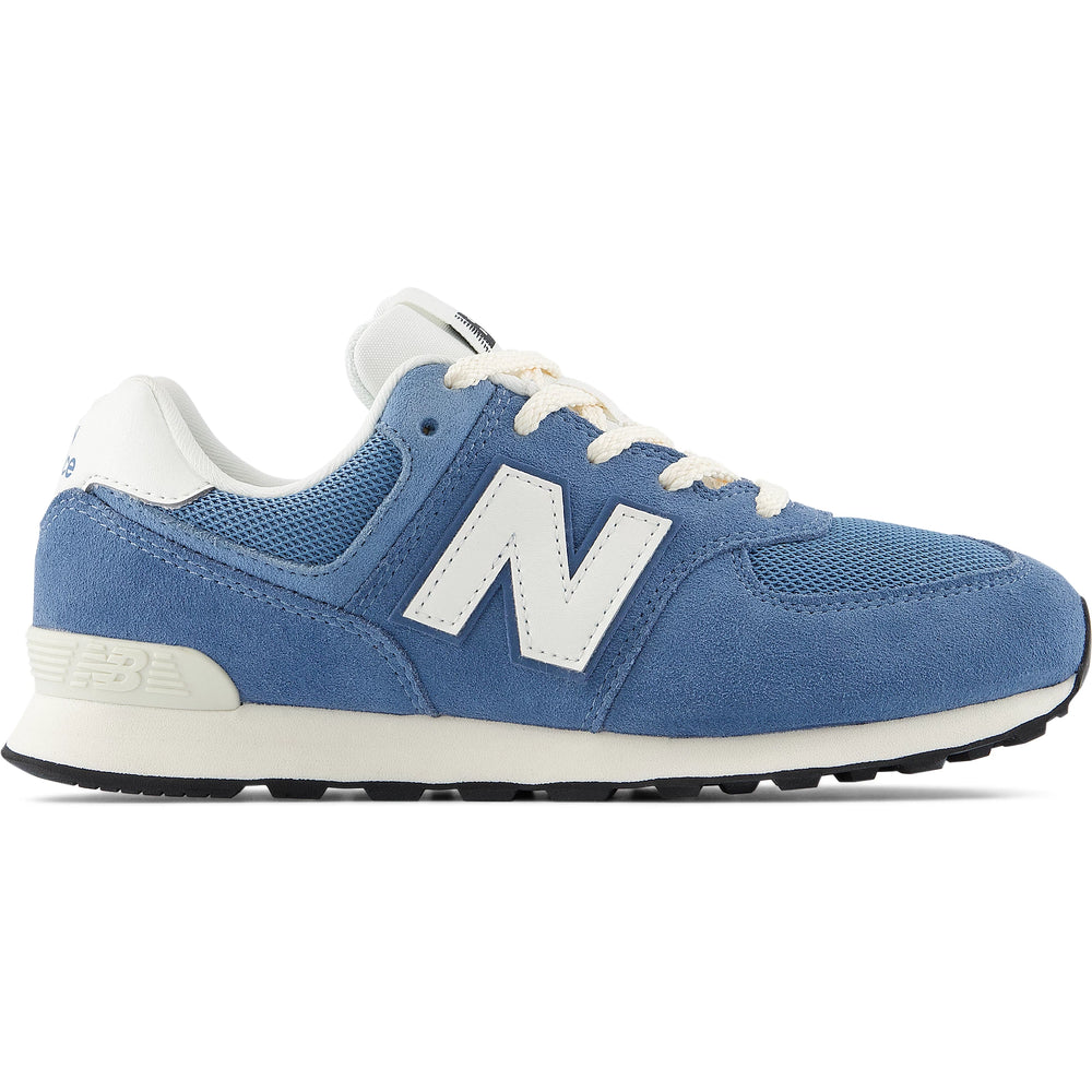 Side of New Balance Kids' 574 sneaker in Heron Blue/Sea Salt