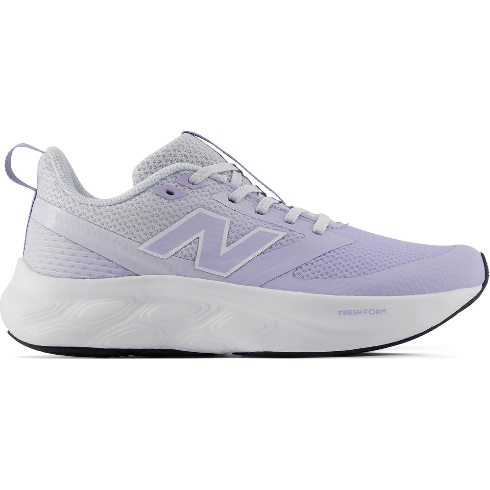 Side of New Balance Kids' Fresh Foam 625 running shoe in Smoked Violet/Fresh Air