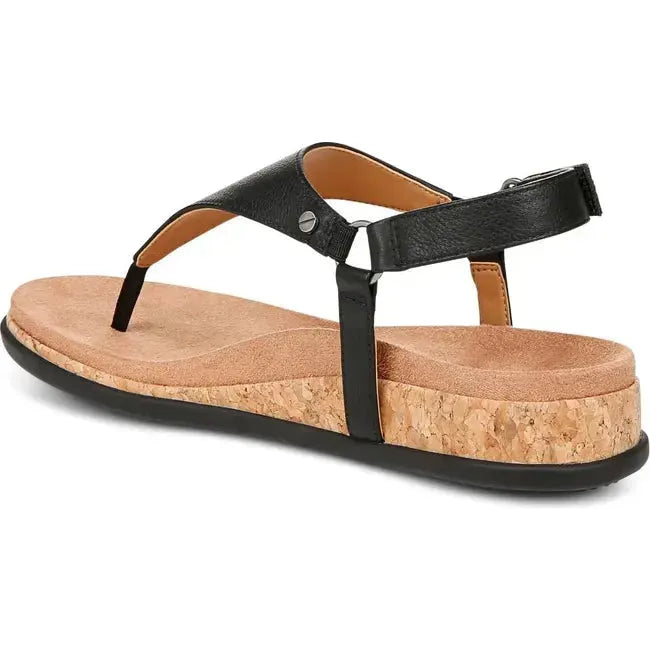Vionic Women's Kirra II Toe Post Sling Back Sandal Black Leather I8691L2001