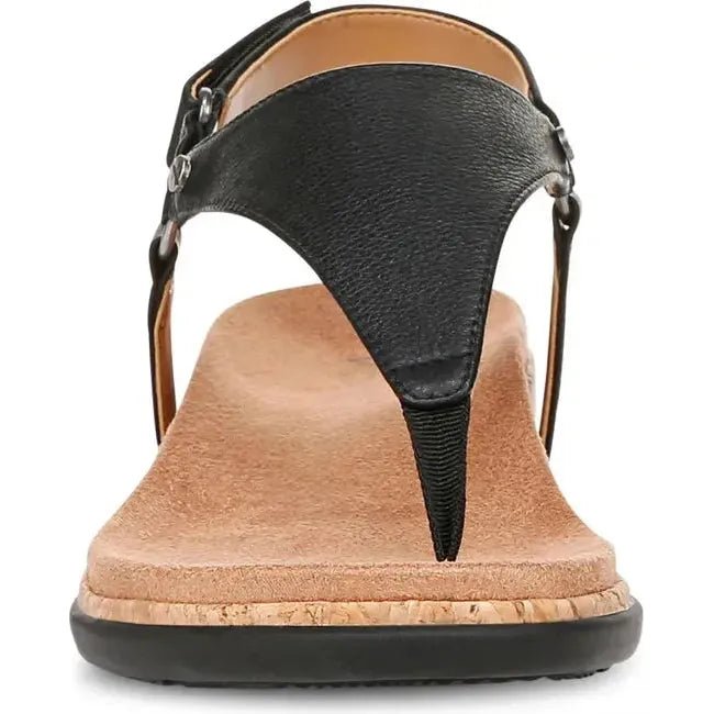 Vionic Women's Kirra II Toe Post Sling Back Sandal Black Leather I8691L2001