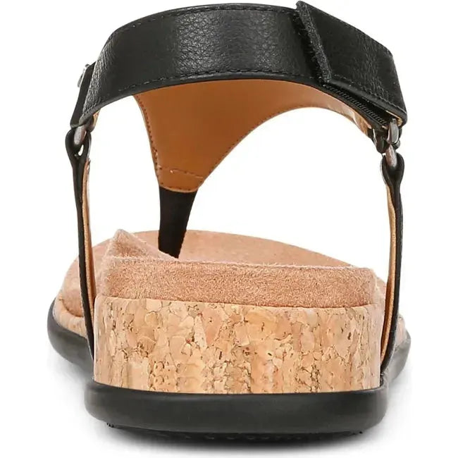 Vionic Women's Kirra II Toe Post Sling Back Sandal Black Leather I8691L2001